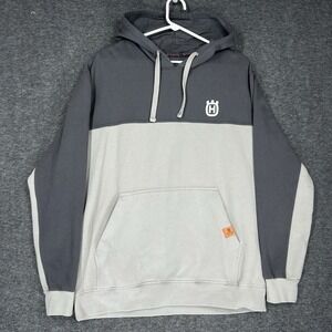 Husqvarna Hoodie Pullover Mens Large Gray Beige Colorblock UTMARKT